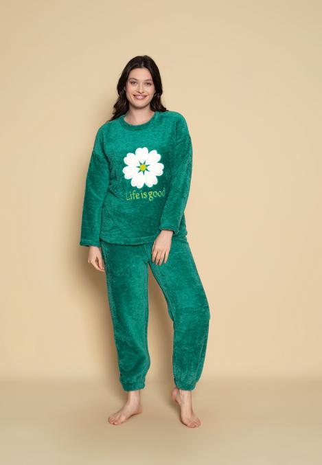 Pijama dama COCOLINO , Culoare Verde,Engros